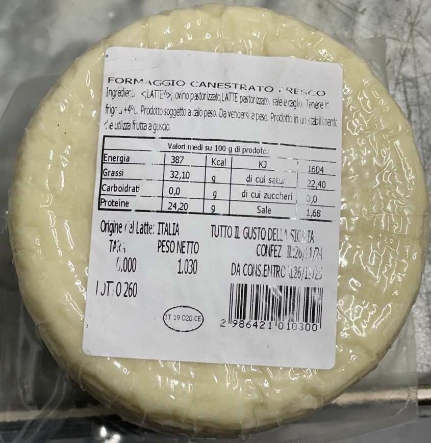 Formaggio Canestrato Fresco 1 Kg